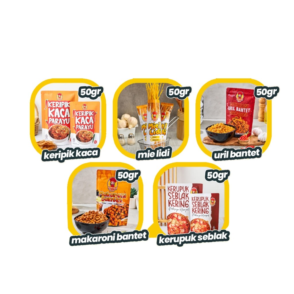 

Parayu Food - Paket Usaha Mantap 25 Pcs Ukuran 50gr Varian Basreng Kripca Lidi Cikur Kerupuk