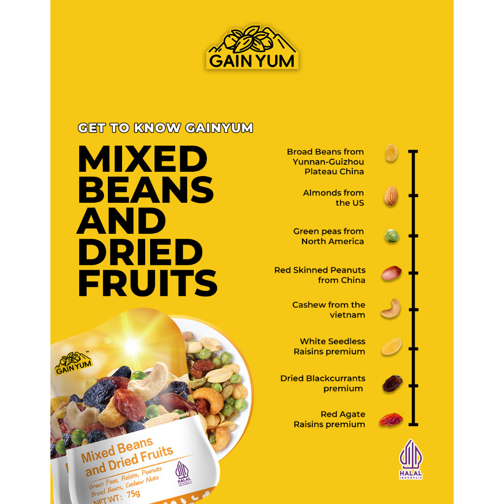 

Gain Yum - Kacang Campur Kam Yuens Mixed Beans and Nuts ALL VARIANT SMALL PACK
