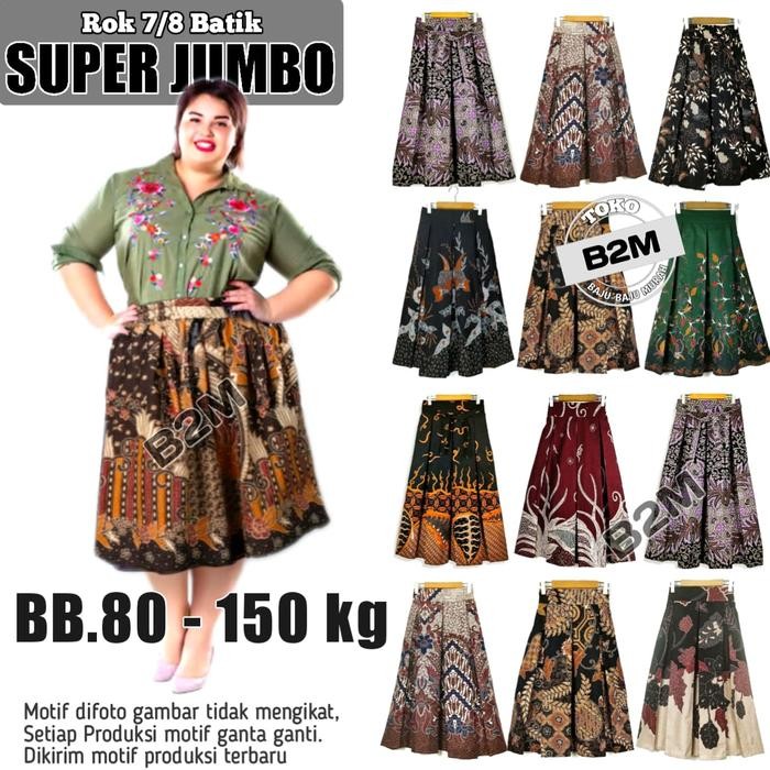 PREMIUM Rok batik Jumbo Over Size 7XL skirt 7/8 Big Size Rok kerja Super Jumbo Bawahan Wanita Motif
