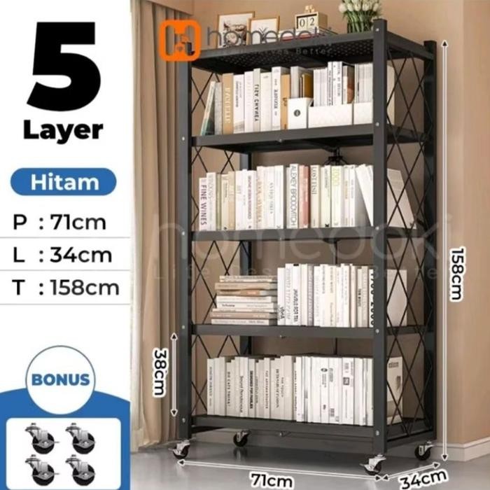 Rak Besi Lipat Serbaguna Lemari Buku Rak Barang
