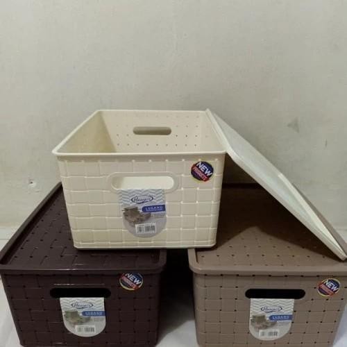 HAWAII CONTAINER KECIL 9250 BOX PLASTIK SERBAGUNA MODEL ANYAM COKLAT