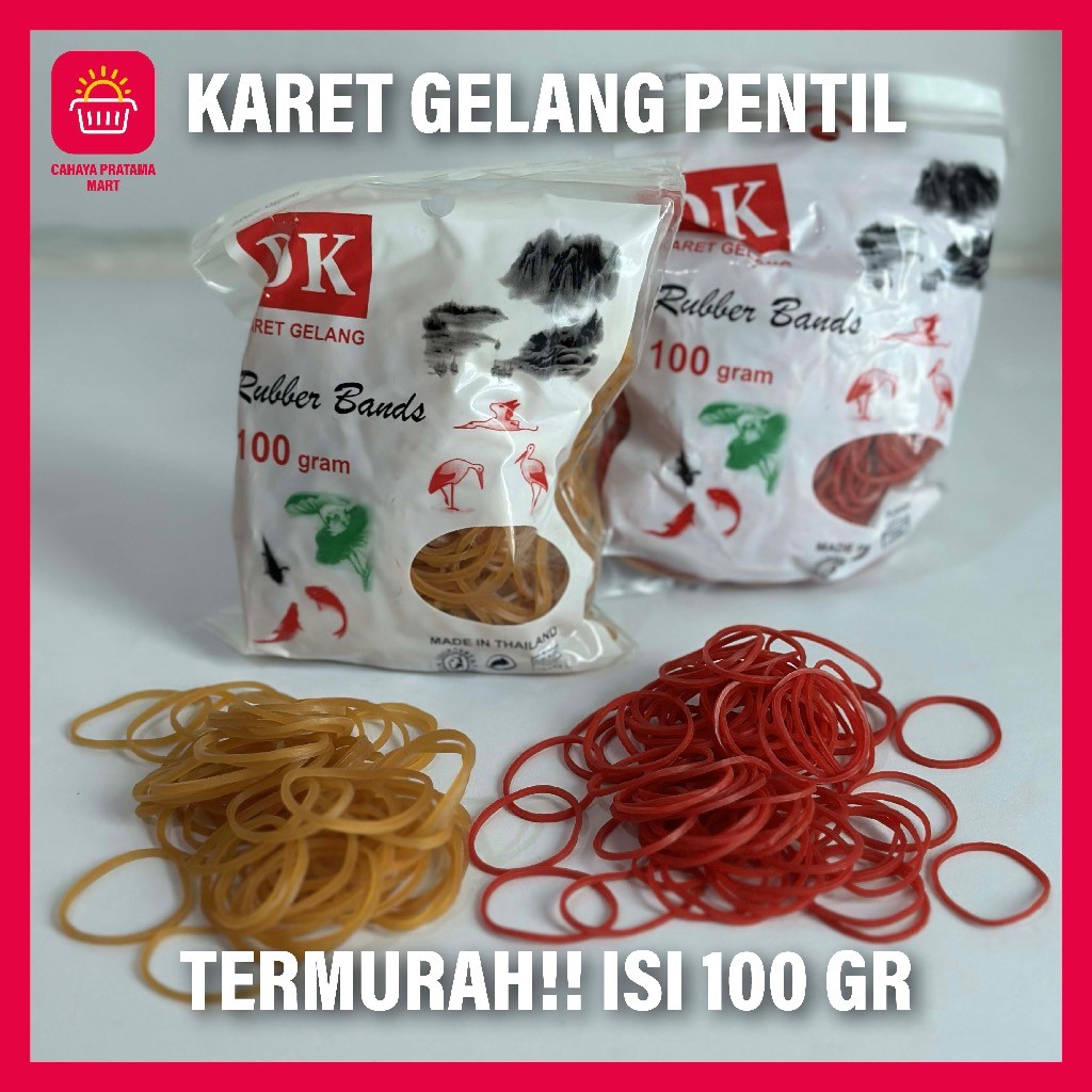 Karet Gelang Pentil Kuning Merah Karet Gelang Kecil Isi 100 Gram Rubber Band / Karet Pentil Kecil