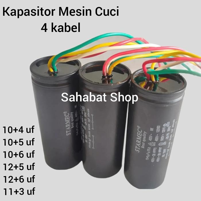 JTTOP" KAPASITOR MESIN CUCI 2 TABUNG 4KABEL UNIVERSAL SANYO SHARP AQUA SANKEN