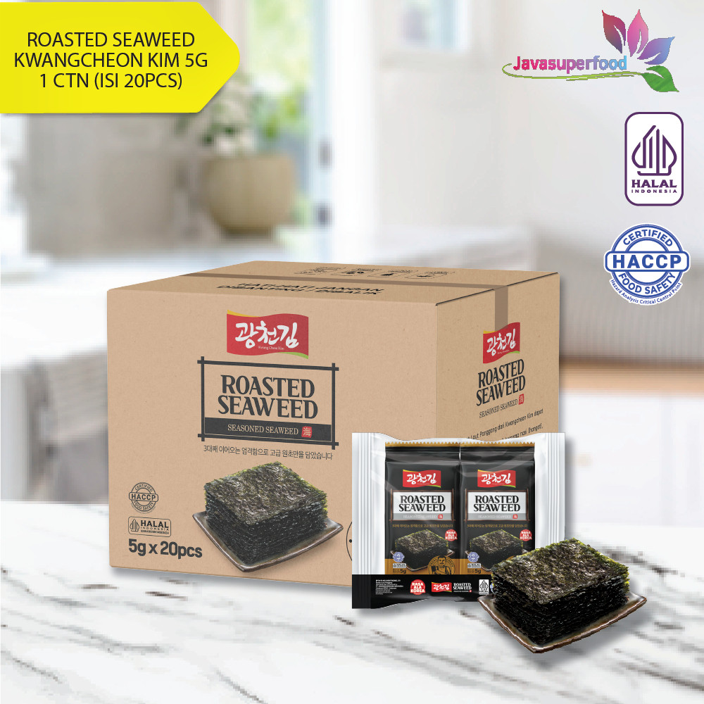 

Restokobar (Halal) Roasted Seaweed Kwangcheon Kim 100G (1 Giftbox Isi 20 Pcs) / Rumput Laut Panggang