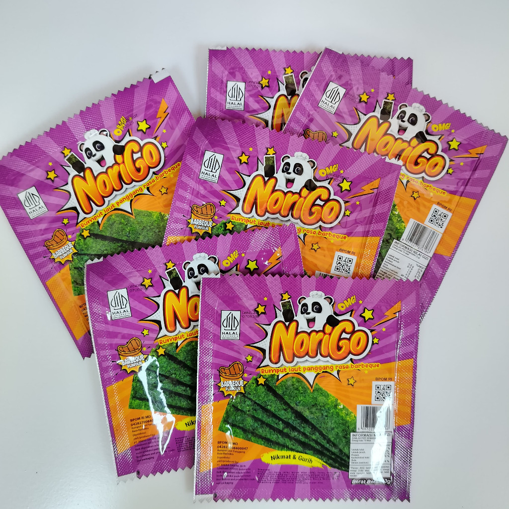 

Sega Tungtung (1 Box Isi 12 Pcs) Norigo Snack Rumput Laut Norigo Sachet Snack