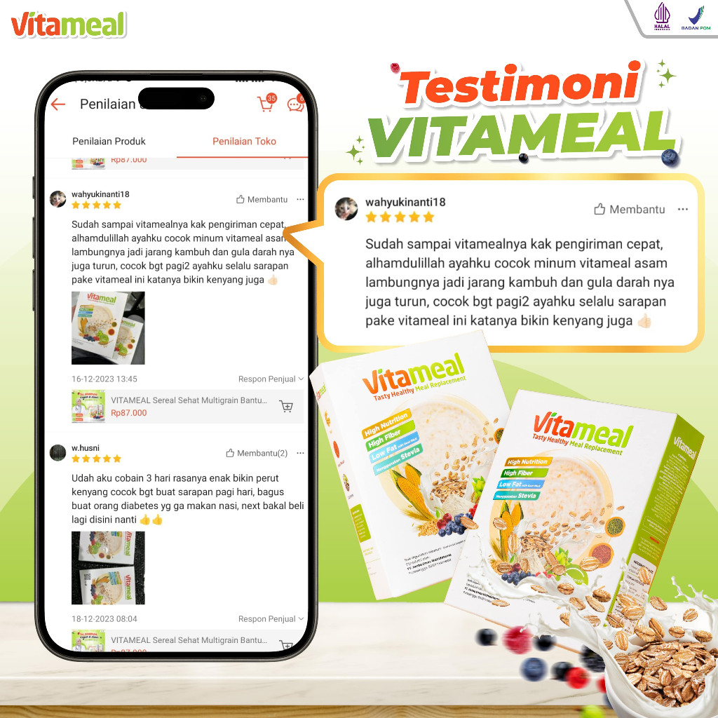 

Sega Tungtung Vitameal Sereal Sehat Multigrain Mengandung Oat Psyllium Husk Susu Etawa Daun Stevia