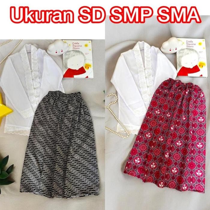 Kebaya Encim Anak Sekolah TK SD SMP SMA Kebaya Anak Perempuan Muslim Kebaya Sunda Skolah Motif Tunas