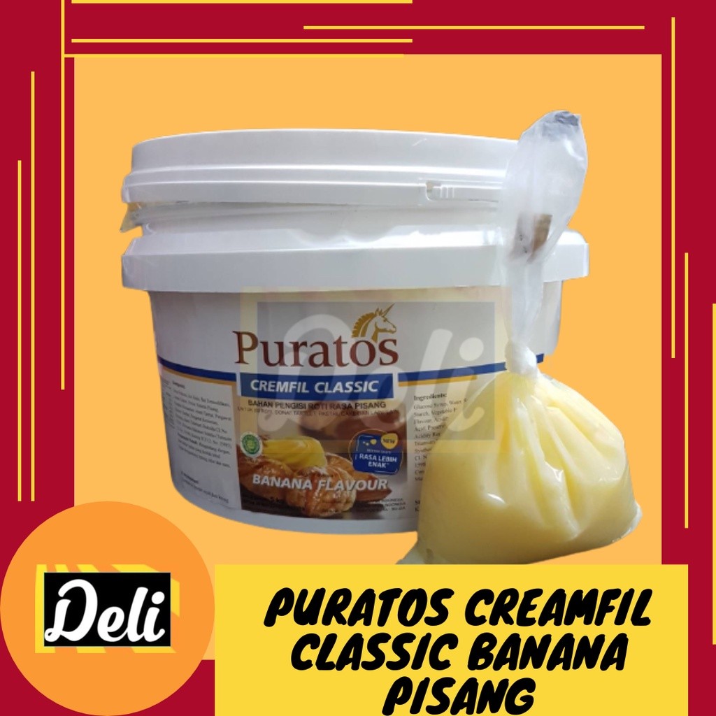 

Sega Tungtung Puratos Creamfil Classic Isian Filling Banana Pisang Repack Timbangan 250Gr