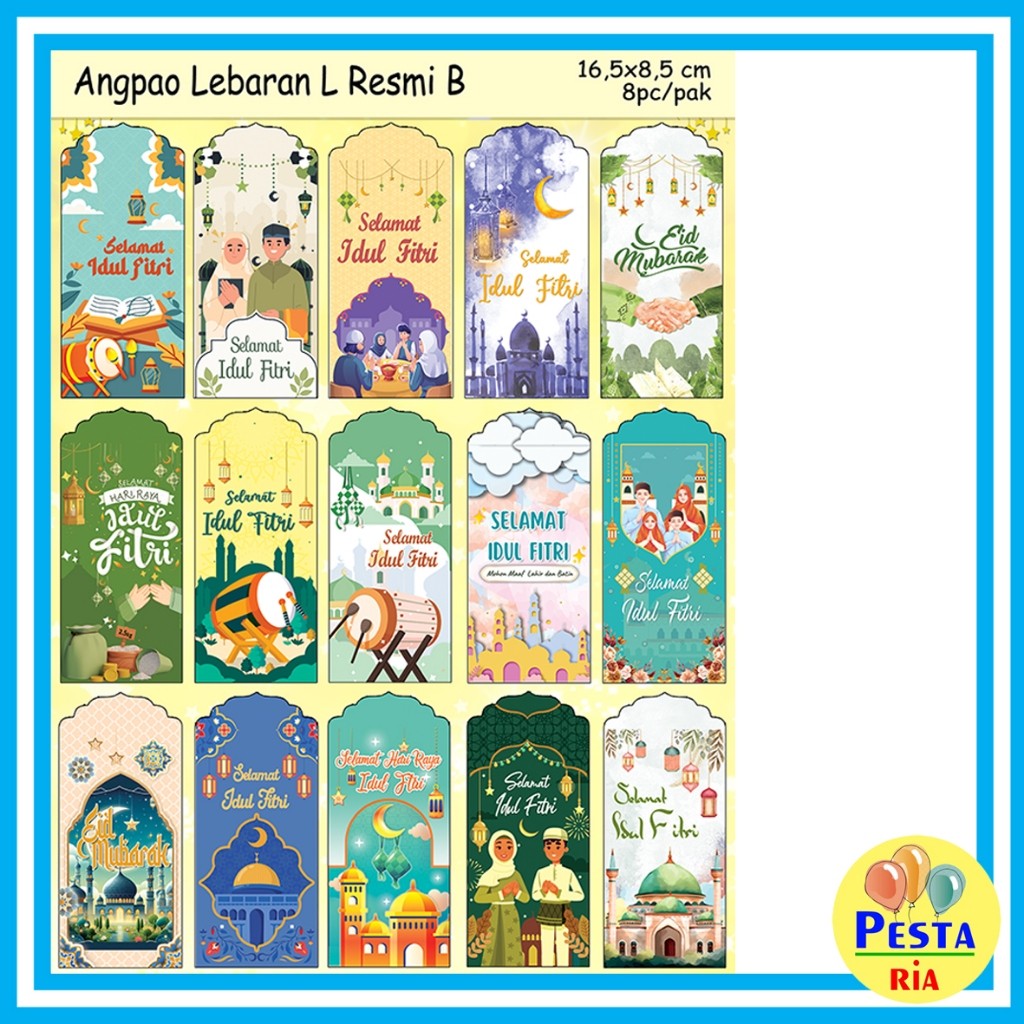 

MURAH!! (1PAK ISI 8PCS) AMPLOP IDUL FITRI MOTIF RESMI UK L PANJANG, ANGPAO LEBARAN MOTIF UK L,