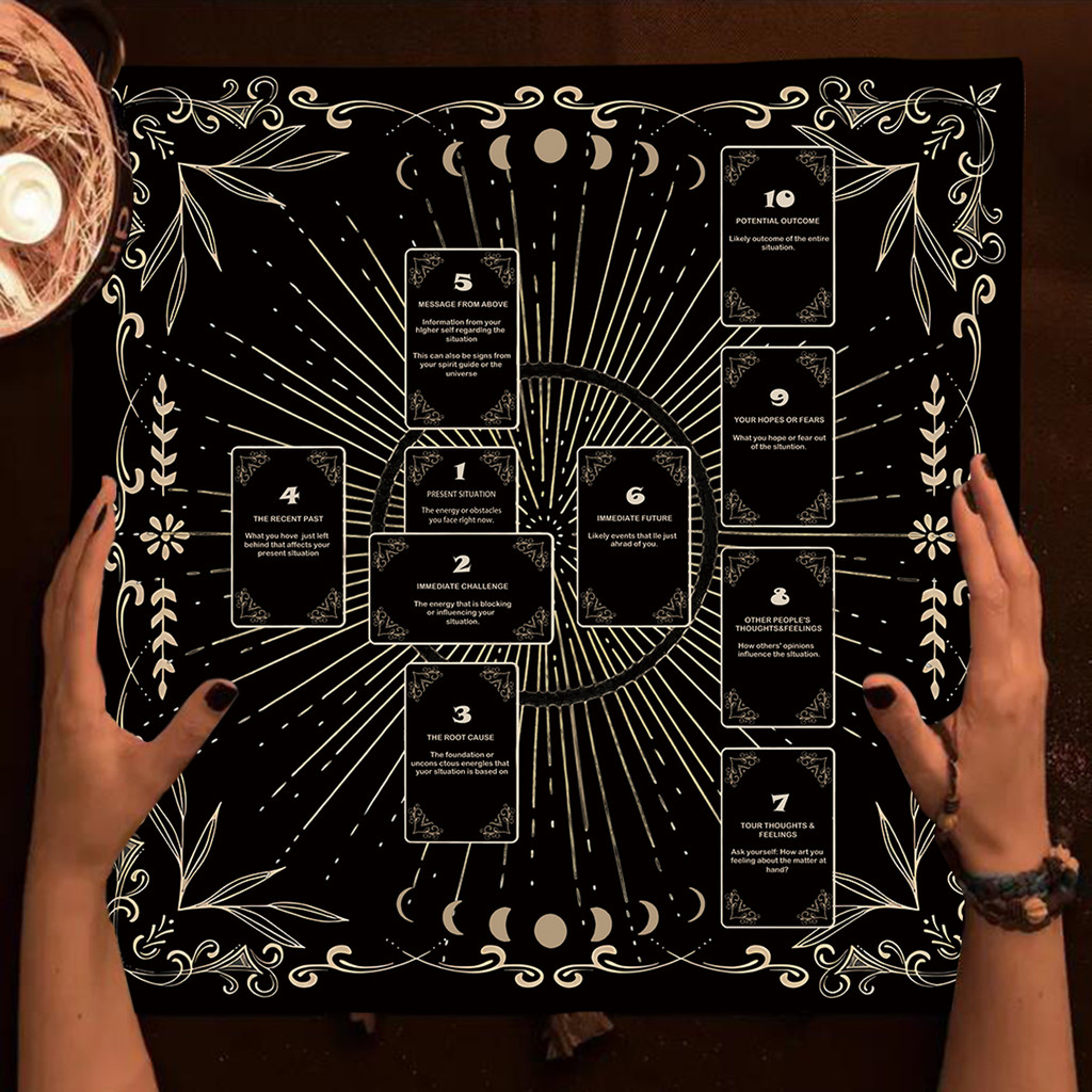 Celtic Cross Altar Cloth Tarot Card Table Cloth Witch Moon Divination Table Cover For Tarot Mat