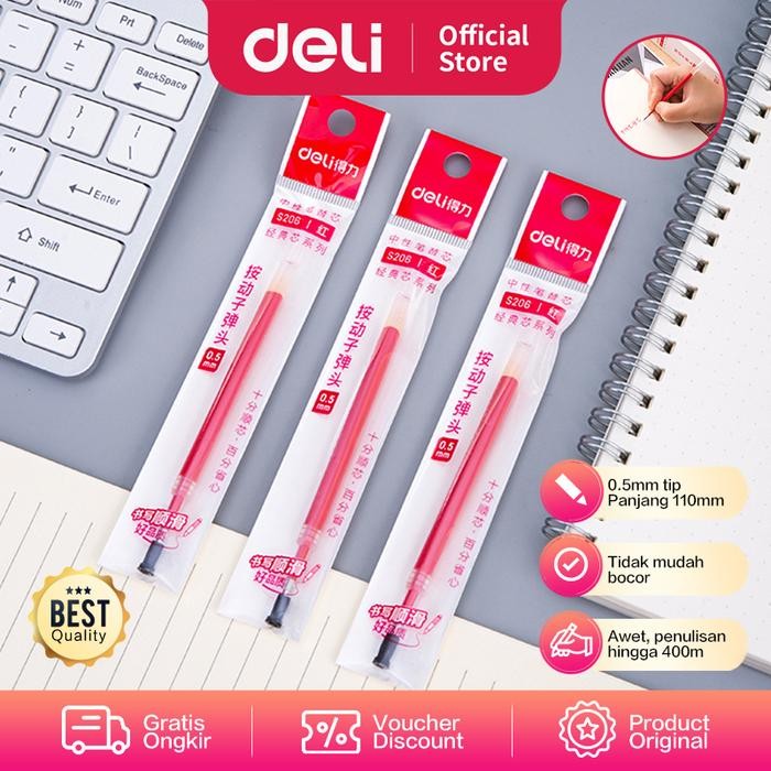 

Deli Gel Pen Refill/ Isi Pulpen Gel 0.5mm Panjang Pulpen 110mm S260