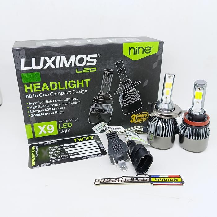PREMIUM Lampu Mobil Led Luminos 3 Warna X9 Led H11 H4 Luximos Lampu Utama Foglamp