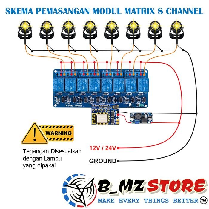 PREMIUM Controller Modul Matrix Lampu Tembak Mini Laser D2 Biled - Modul LED Matrix Mini Laser D2