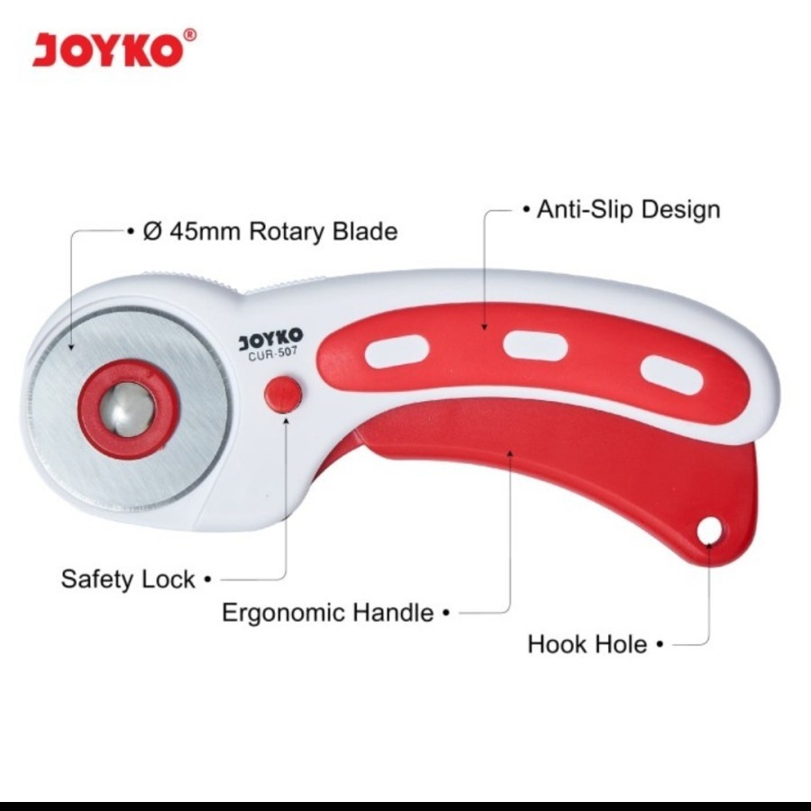 

Joyko CUR-507 Pemotong Putar Rotary Cutter Kain, Kertas, Felt, Vinil, Kulit