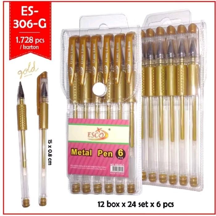 

Ready JT Pulpen Tinta Emas 0.5mm 6 pcs Murah - Metal Pen Stationery