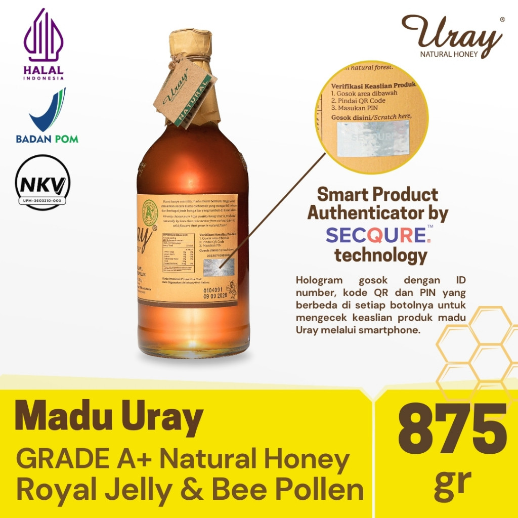 

Madu Uray Natural Honey 875gr Grade A+ with Royal Jelly and Bee Pollen