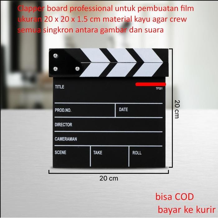 

Ready JT Clapper board professional untuk pembuatan film ukuran 20 x 20 x 1.5 cm material kayu agar