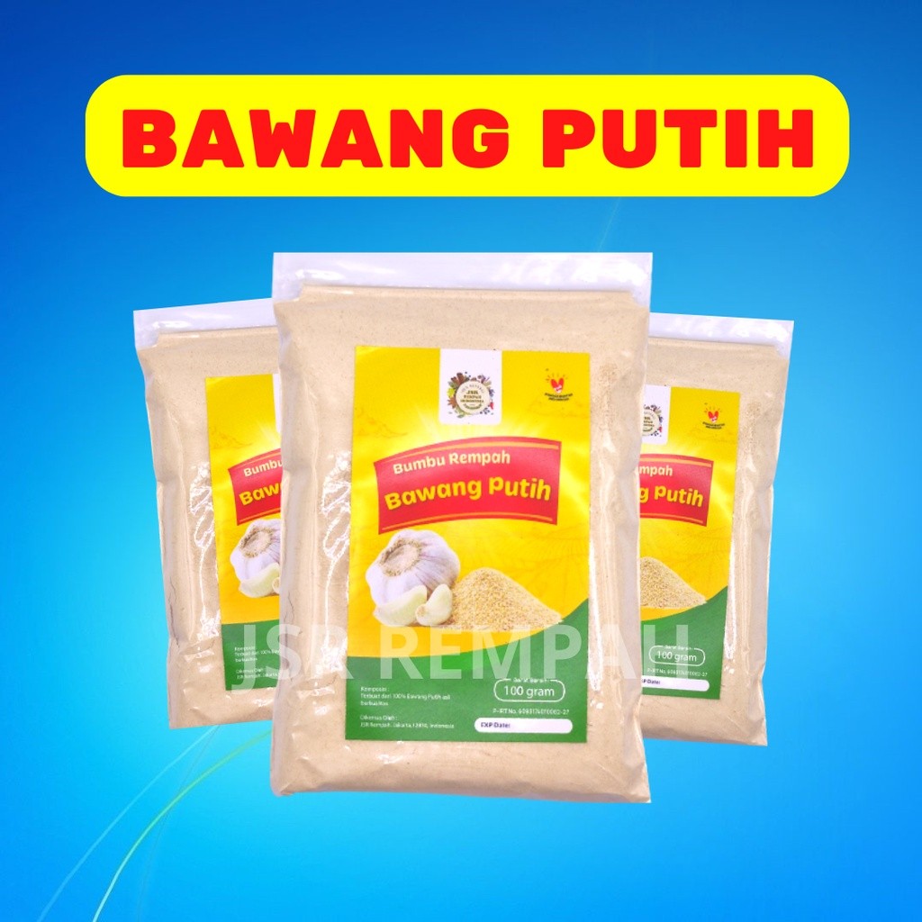 

BAWANG PUTIH BUBUK ISI 100 GRAM BUMBU DAPUR JSR REMPAH GROUND GARLIC POWDER