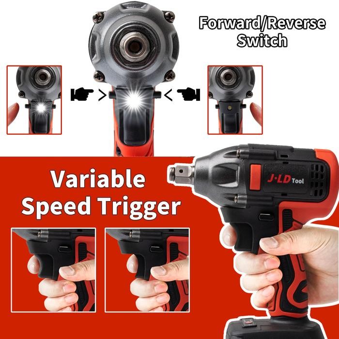 JLD Impact Wrench 13MM Brushless Cordless Impact Driver Wrench Drill 1/2 47pcs fullset original