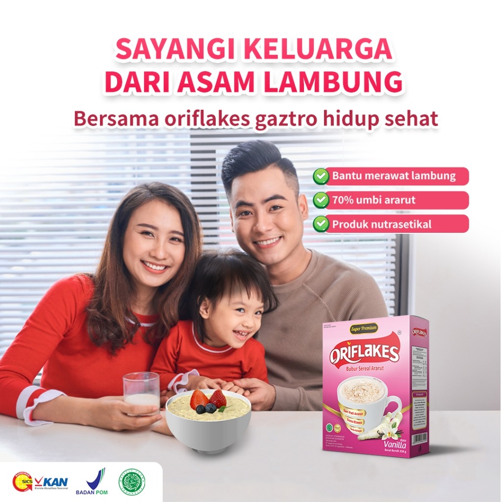 

Oriflakes Gastro Sereal Umbi Garut dan Susu Ettawa Herbal untuk Maag dan Asam Lambung 900 GR