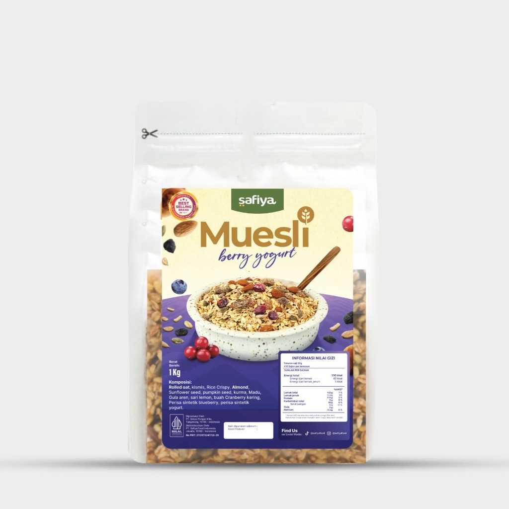 

Muesli Berry Yogurt 1 Kg Muesli Dried Fruit Mix Original Safiya Sereal Diet Sehat