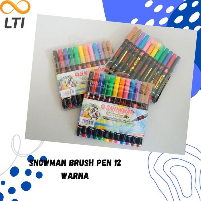 

Uta - Snowman Brush Pen Isi 12 Warna Brushpen Murah Bm - 12 Blue Green