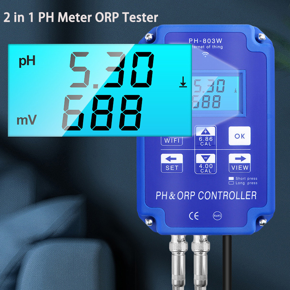 

2 in 1 PH Meter ORP Tester Blue Tooth Wifi Digital Water Quality Monitor for Pools Drinking Laboratory Aquarium Hydroponics