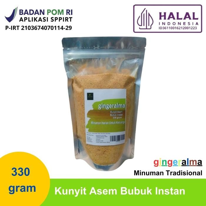 

Terlaris Minuman Tradisional Wedang Kunyit Asem 330 Gram Gingeralma