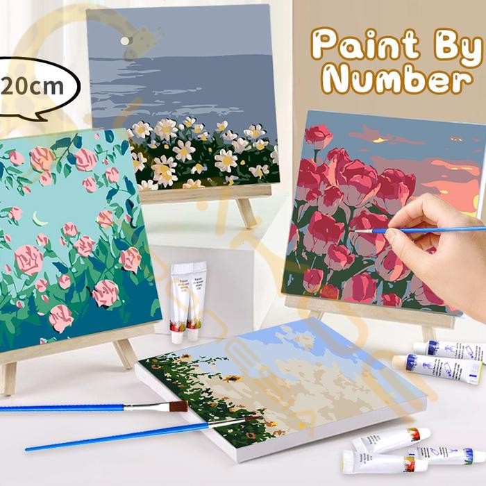 

20x20cm Paint by number aesthetic series diy digital painting kit Kanvas painting Lukisan Kanvas DIY