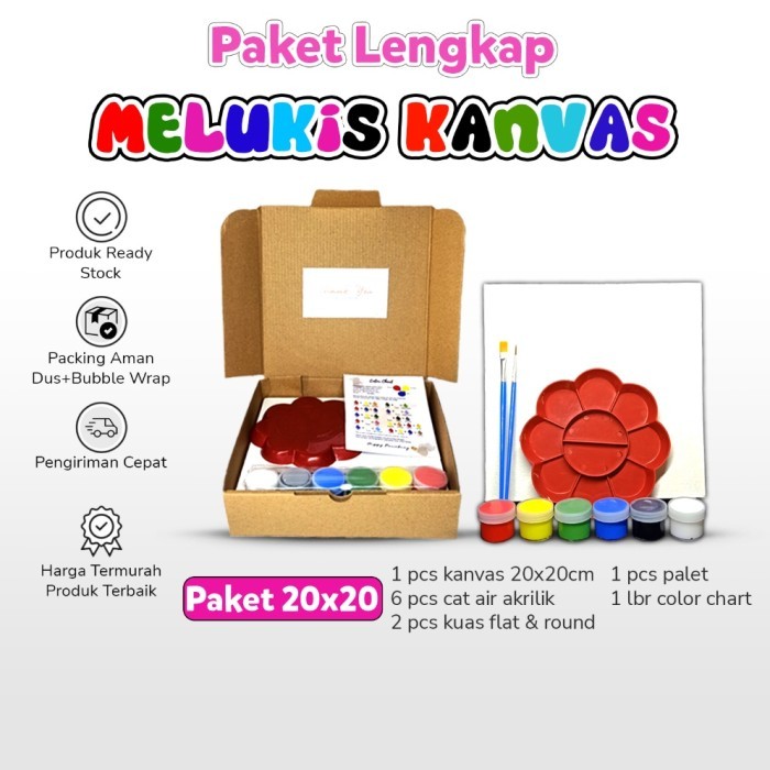 

Kemasan Baru.. Alat Lukis Lengkap 1 Paket Kanvas Cat Air Akrilik Kuas