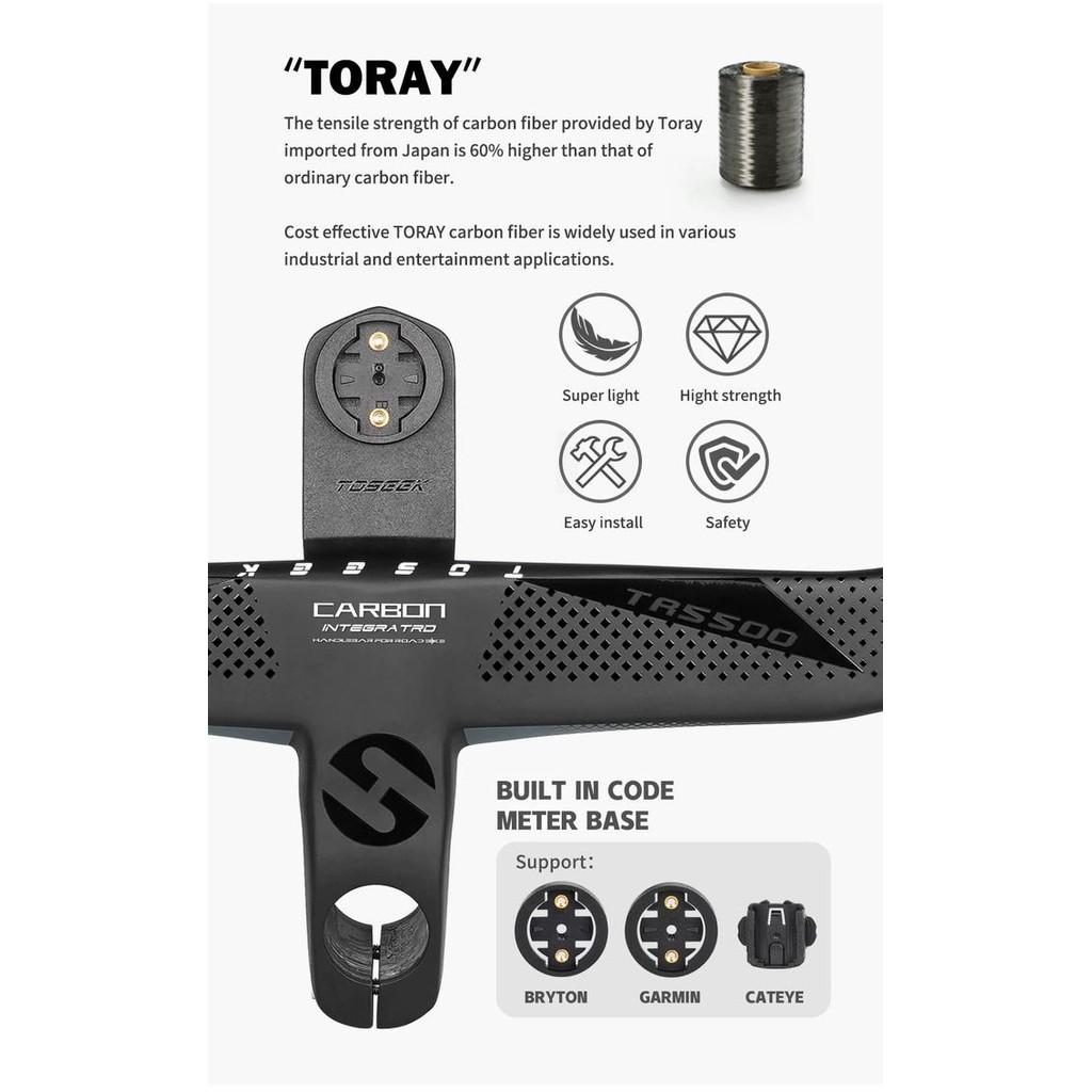 New Toseek Tr5500 Full Internal Cable Routing Road Bike Handlebar Dropbar