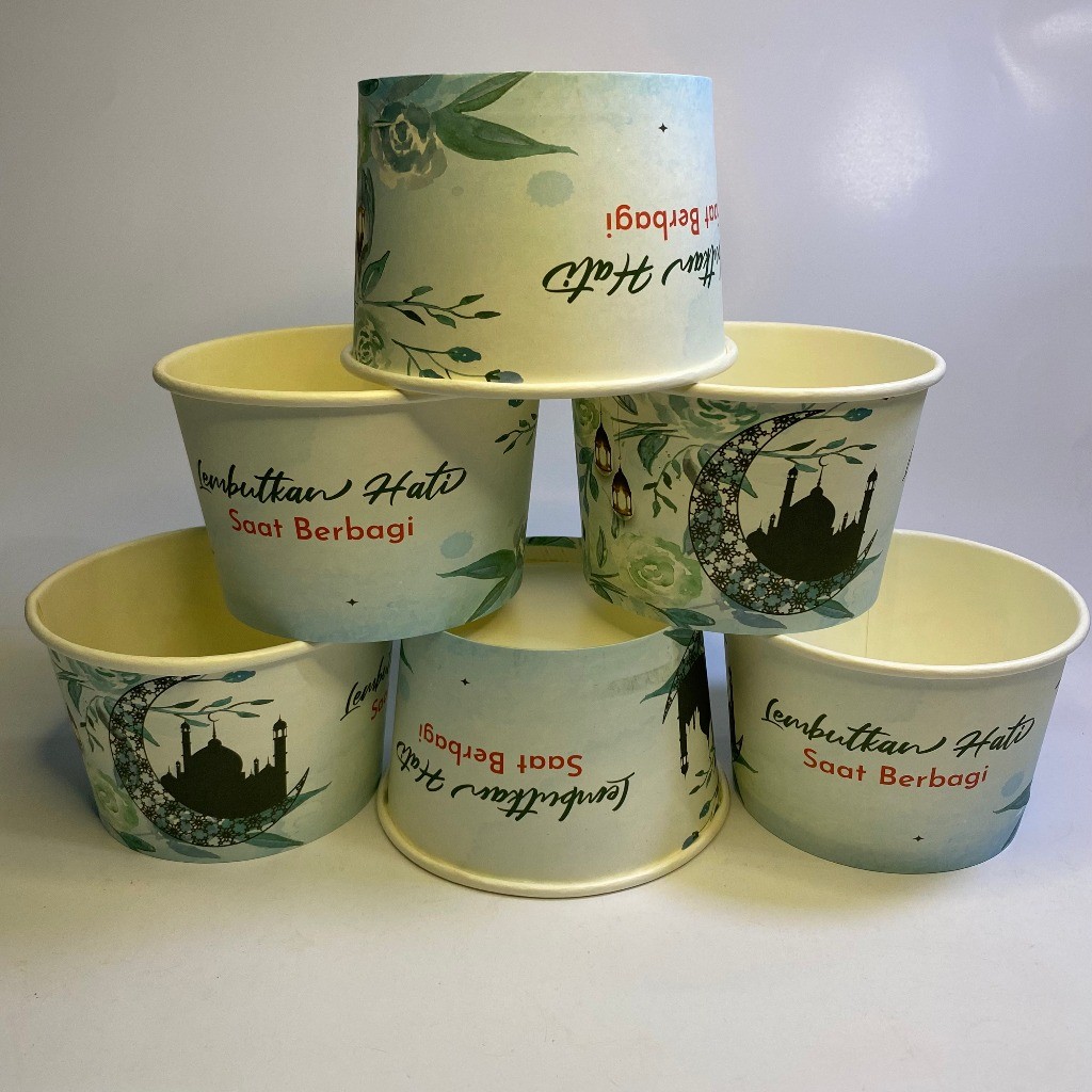 BELI 1 GRATIS 1 Rice Bowl Paper Bowl 800 ml Design Ramadhan Paper Rice Bowl Motif Islamic Bulan