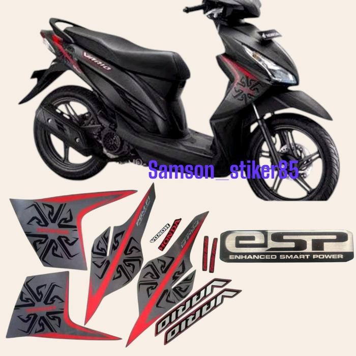 Ready JT Stiker Striping Motor Honda Vario Fi Led 110 Esp Tahun 2018 Hitam Doff Full Body Lis