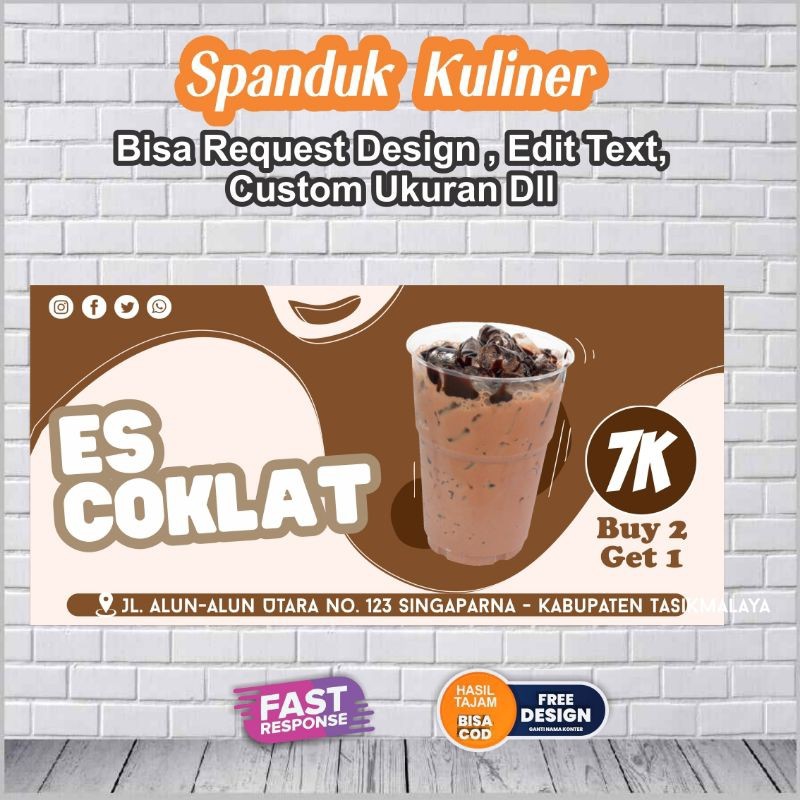 Flowpartt Spanduk Minuman Boba/ Es Teh Custom Free Desain