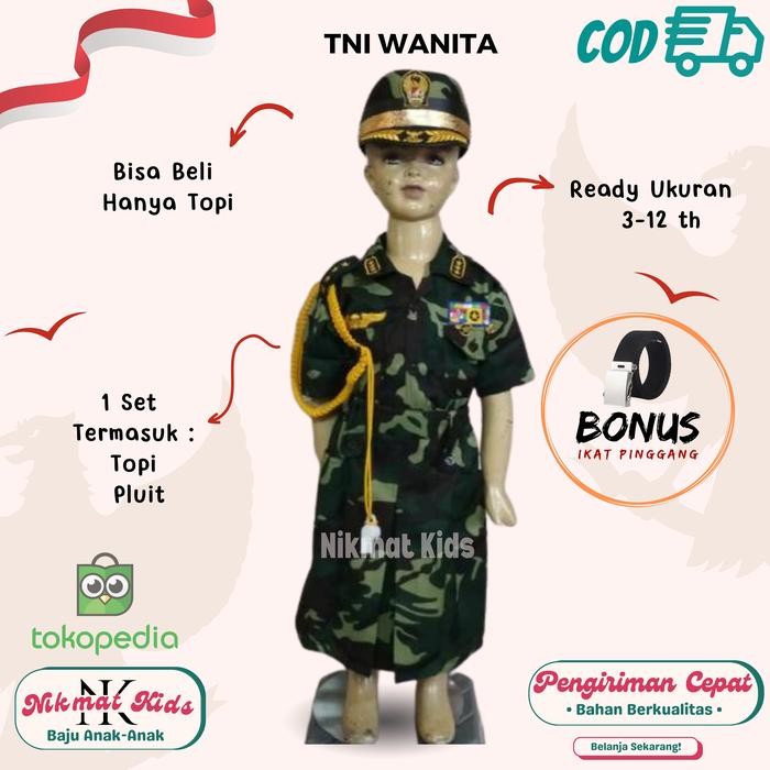 Baju tentara anak perempuan setelan tentara loreng baju profesi tk sd
