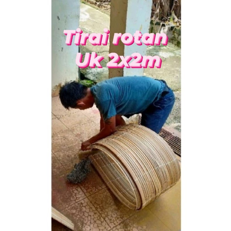 TIRAI ROTAN LUNJUNG NATURAL OUTDOOR LENGKAP DENGAN TALI GULUNG