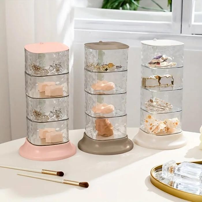 

Kotak Penyimpanan Rak Susun Putar Kotak Mini Meja Rias Bumbu Dapur Sparepart Perhiasan Aksesoris ATK