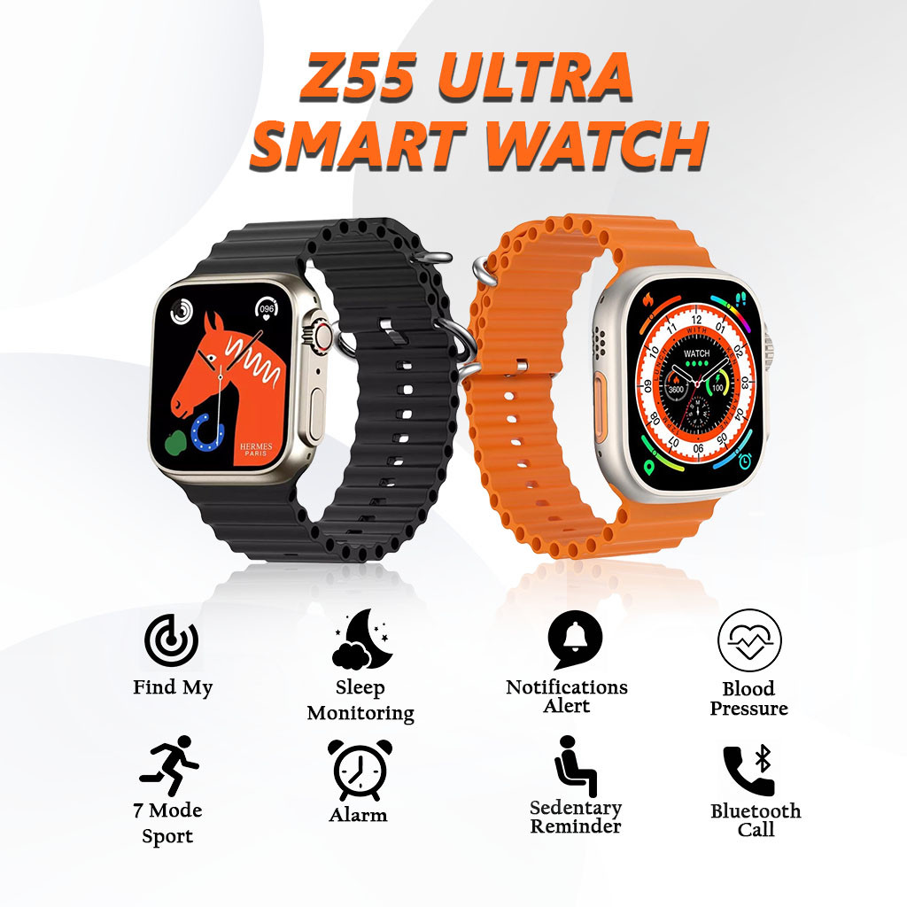 Mex - Jam Smartwatch Z55 Ultra - Pintar Bluetooth Pria Wanita - Pintar Bluetooth - Jam Pelacak - Jam