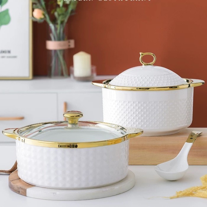 Wadah Saji Kerak + Tutup / Panci Sop Kerak Mangkok Besar + Tutup