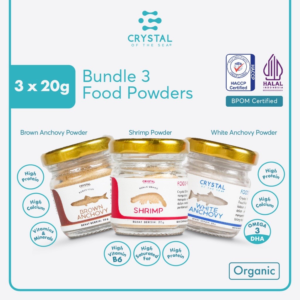 

CPT - Crystal of the Sea Bundle 3 Food Powder (20GR) Bubuk Ikan Teri Nasi Bubuk Udang Rebon Bubuk