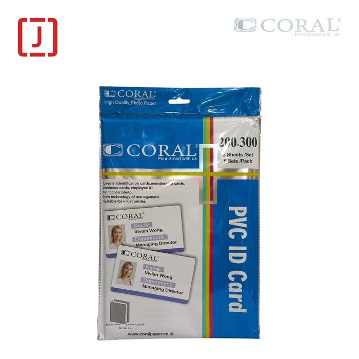 

Kertas PVC Bahan ID Card Instan Coral A4 isi 5 Lembar Merk Coral - Kertas ID Card untuk printer