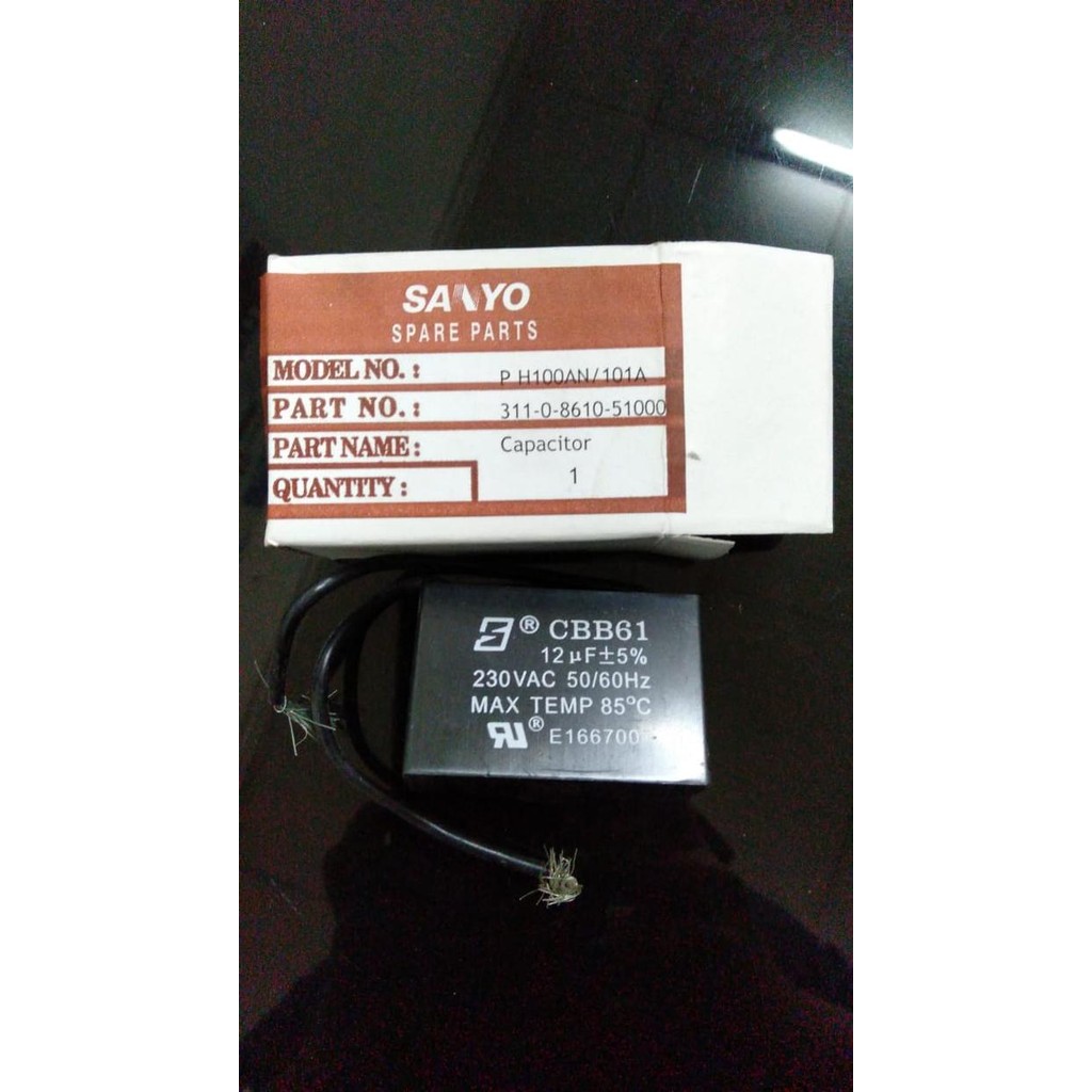 Capacitor 12Uf Asli Merk Sanyo Ready Stok