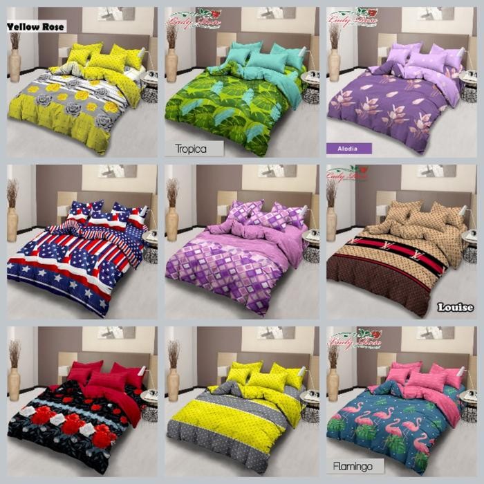 Bed Cover Set Rumbai Lady Rose Ukuran 160x200 Queen Bedcover Ladyrose
