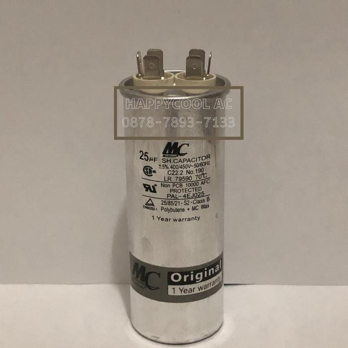Kapasitor 25 Uf Merk Mc 2 Kaki Capacitor Ac 25 Mikro Sale
