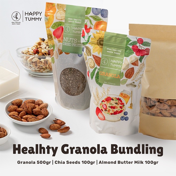 

Sensasi Lezat Happy Tummy - Healthy Food Granola 500 Gram / Chia Seed / Almond Butter Milk
