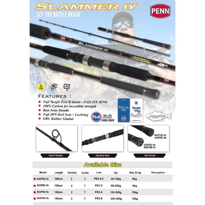 SALE  PENN SLAMMER IV JIG SPINNING ROD JORAN PANCING LAUT READYY