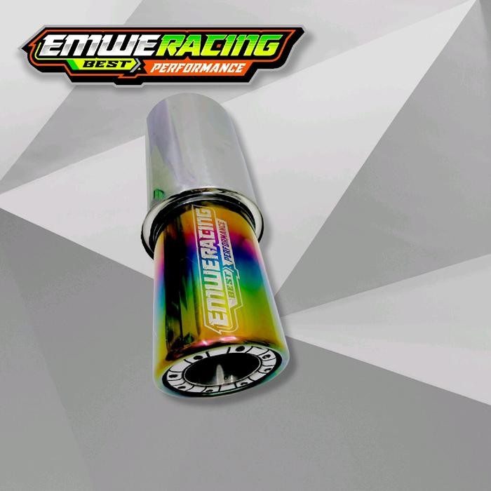 Knalpot Mobil Emwe Racing Gronel Sedet Bor Pelangi Full Stenlis Ngebas Adem Bulet Empuk Gahar Bass