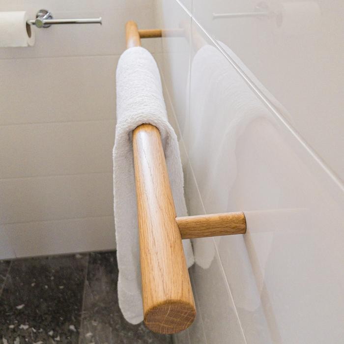 Gantungan Handuk Kayu Solid Dash Gantungan Handuk Kayu Solid Bulat Kapstok Estetik Untuk Kamar Mandi