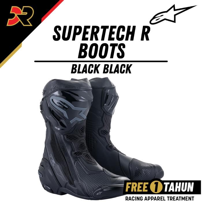 Alpinestars Supertech R Black Black Racing Boots Sepatu Balap