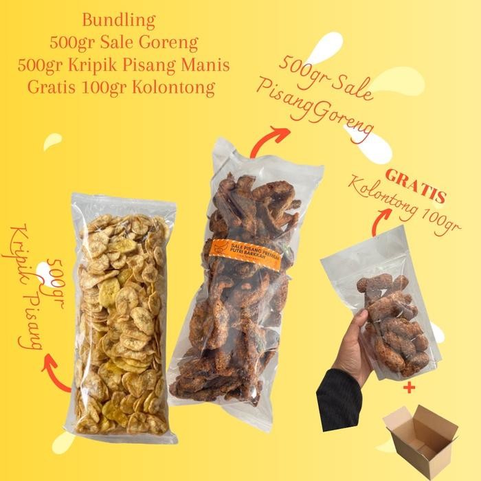 

Bundling - gratis 100 gr kolontong-500 gr kripik manis + 500 gr sale pisang goreng New